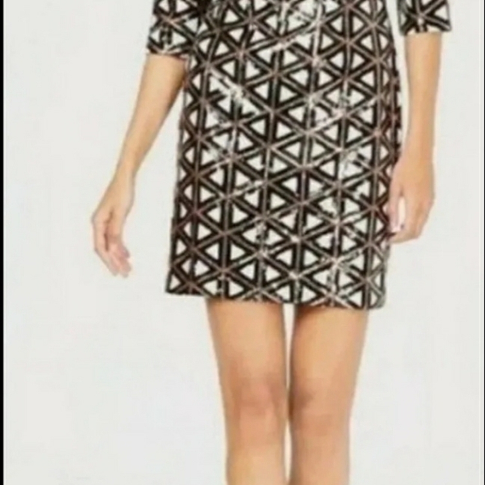 Ivanka Trump Black and White Triangle Pattern Dress